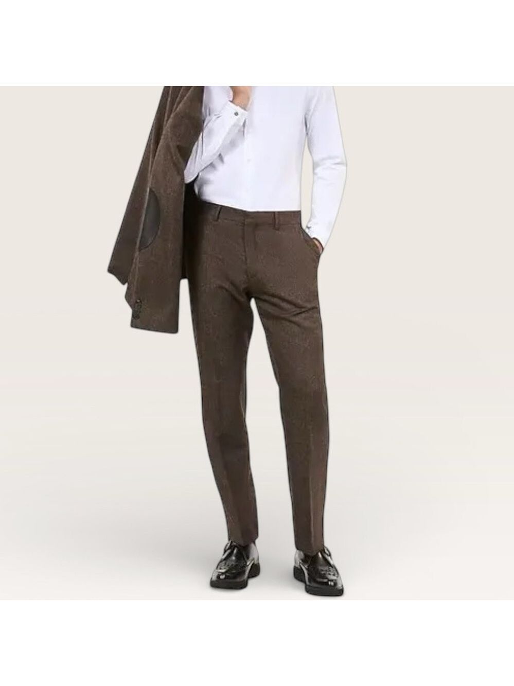 The Kooples Herringbone Wool Blend Straight-Leg Trousers
